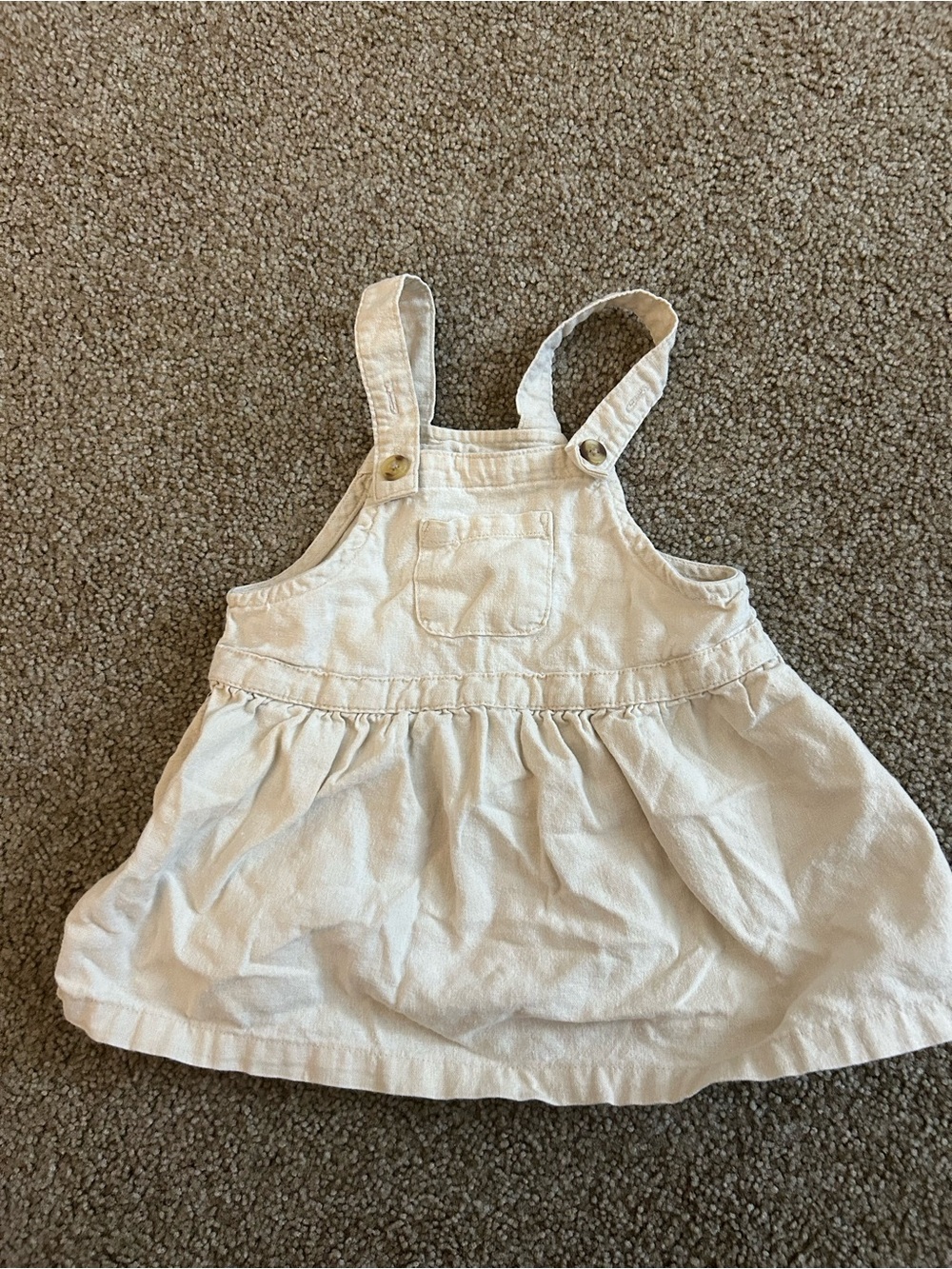 Cream Baby Denim Pinafore Dress